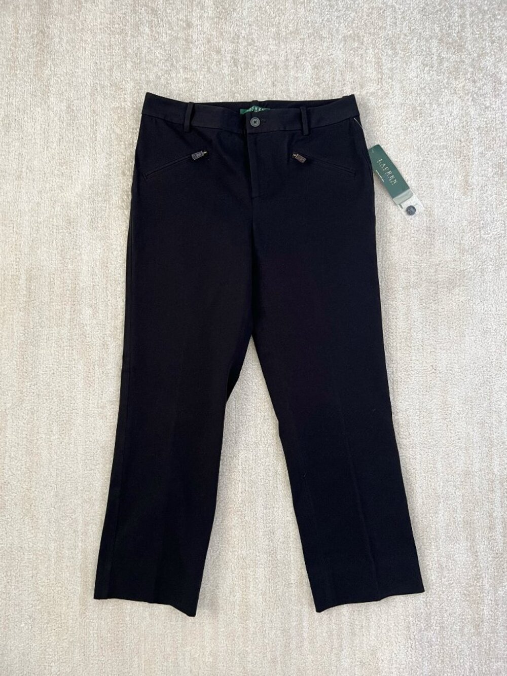 NWT Lauren Ralph Lauren Black Cotton Pants Trousers 4